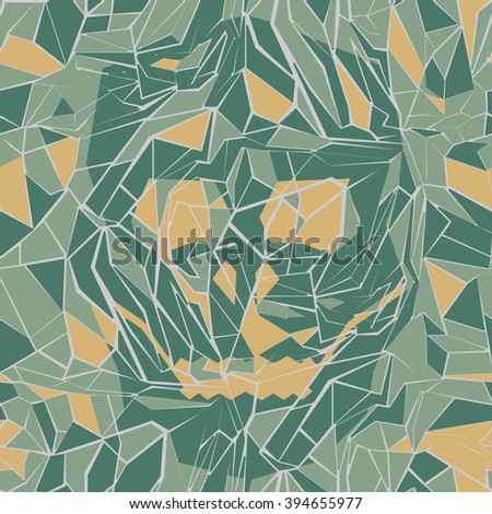Skull Camouflage. Summer mixed forest.
Seamless pattern. 