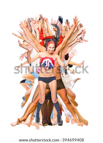 Isolated over White People Jumping 