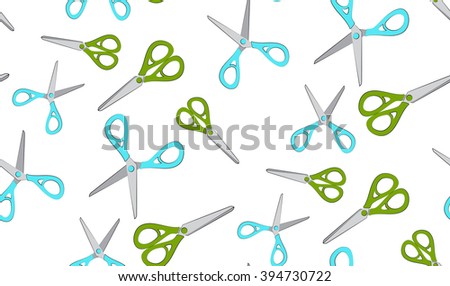 Vector seamless background of scissors. Chaotic scissors