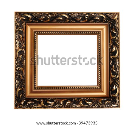 Golden antique empty picture frame