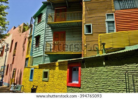 Houses full of colour, at Caminito, Buenos Aires, Argentina Royalty-Free Stock Photo #394765093