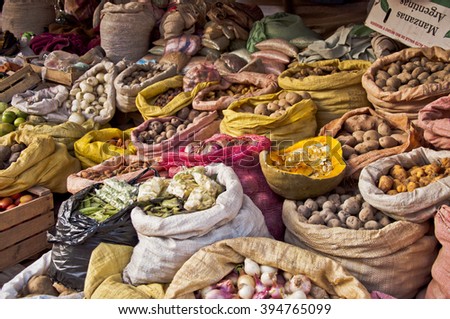 Food Market at Tupiza, Bolivia, South America Royalty-Free Stock Photo #394765099