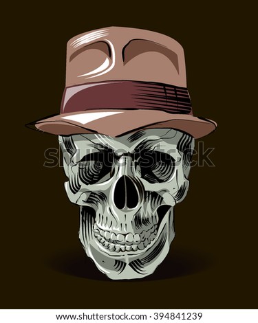 Skull in a hat. Vector illustration.