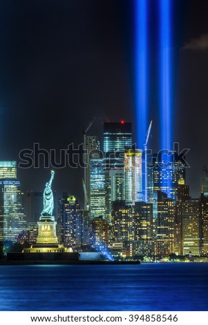 NEW YORK CITY - SEPTEMBER 11: The Statue of Liberty is seen in front of Manhattan Island on the evening of September 11, 2015 in New York City.