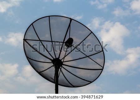 satellite dish antenna on the house roof Royalty-Free Stock Photo #394871629