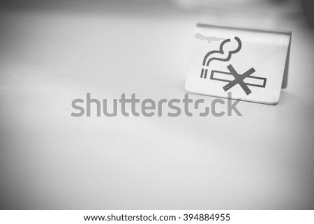 No smoking sign in hotel.black and white tone