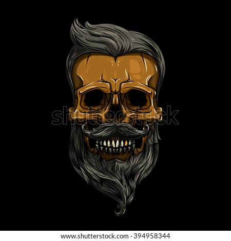 vector, illustration. skull with hair. skull hipster, skull vector, skull logo, skull art, skull sticker, skull character, skull cartoon, skull angry, skull beautiful, skull brutal