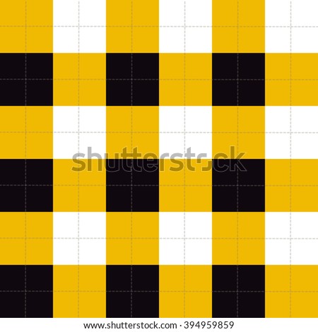 Lines Dots Yellow Black White Chessboard Background Vector Illustration