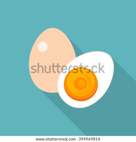 egg icon with long shadow, flat design