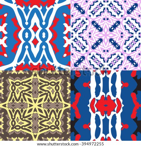 Set of 4 abstract seamless vector pattern design.