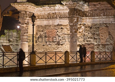 Rome - Forum of Nerva and the silhouette at night