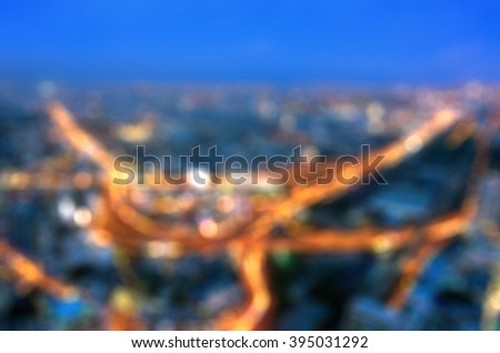 Blurred lights from the top view of skyscrapers, Bangkok.