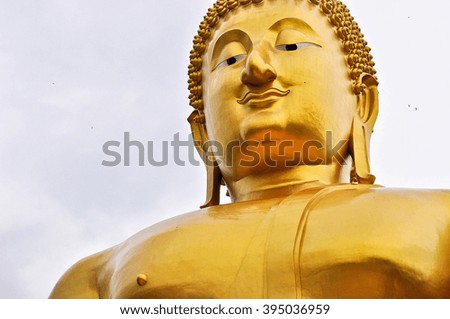 Big buddha statue  at Wat Muang, Angthong, Thailand.
