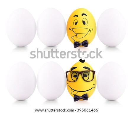 Success Symbol Concept of Easter white and gold eggs in box isolated on white