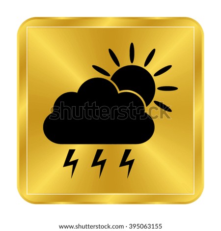 weather icon - black vector icon;  gold button