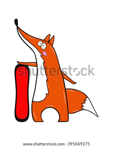 Skateboard characters stylish fox. Vector illustration. Little Fox riding on a skateboard.