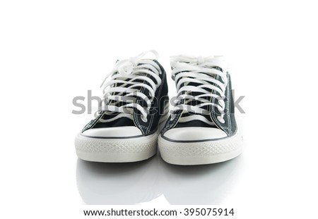 Convenient for sports mens sneakers in black thick fabric on a white background.