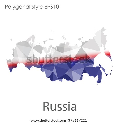 Russia map in geometric polygonal style.Abstract gems triangle,modern design background.