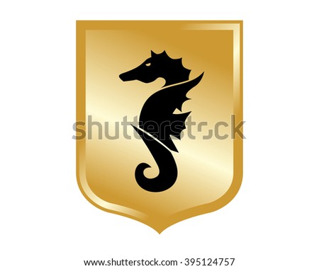 black seahorses gold bronze silhouette image vector