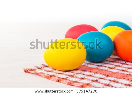 Easter colored eggs on the table