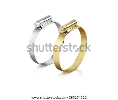 Silver rings, gold rings displayed on a white background.
