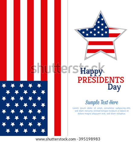 Colored background with text and a star for president's day