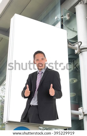 billboard with picture of business man