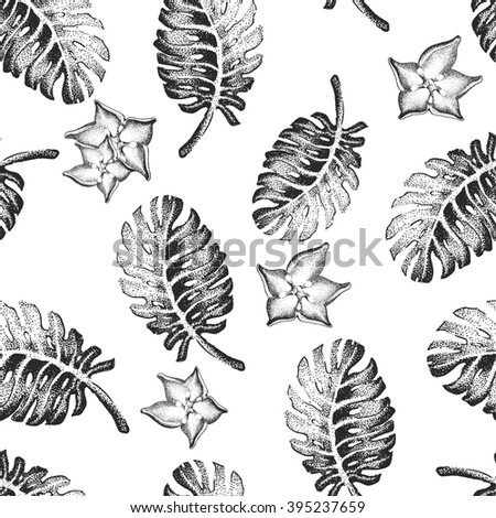 Vector Illustration of Palm Tree Sketch for Design, Website, Background, Banner. Hand Drawing Floral on Beach. Travel and Vacation Ink Element Template. Seamless Pattern Wallpaper