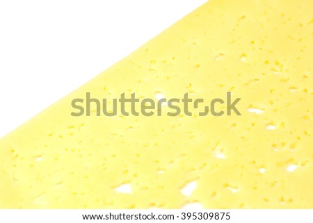 Slice of cheese   on  white  background