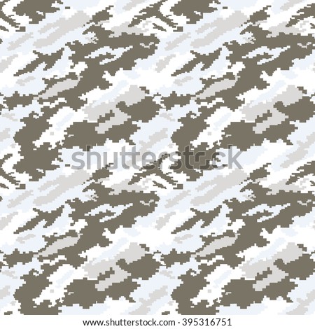 Winter Digital Camouflage. For Dirty Snow.
Seamless pattern.