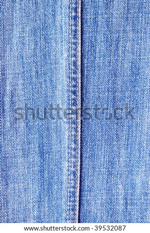 Fragment of blue modern jeans with seam, can be used as a background. There are more jeans backgrounds in portfolio.