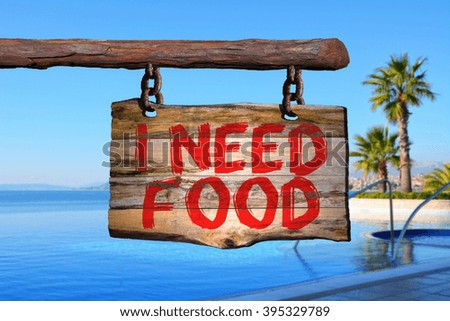I need food motivational phrase sign on old wood with blurred background