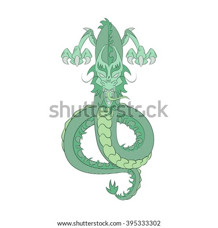 Green dragon, vector illustration