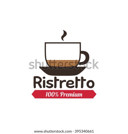 Isolated ristretto coffee icon with a ribbon with text