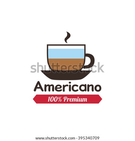 Isolated americano coffee icon with a ribbon with text
