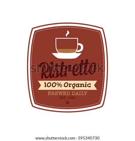 Isolated label with text and a ristretto icon on a white background