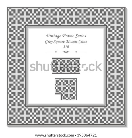 Vintage 3D frame - Grey Square Mosaic Cross