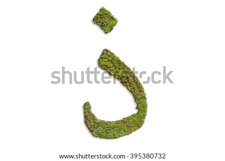 Arabic alphabet from the moss. isolated on white background.