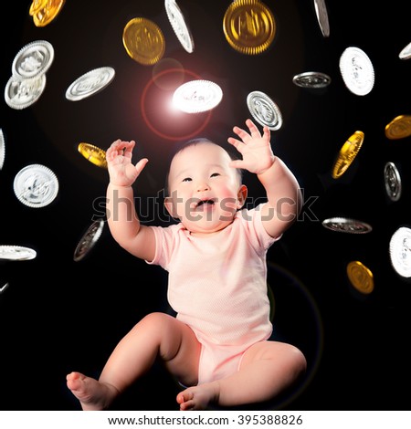money and cute baby