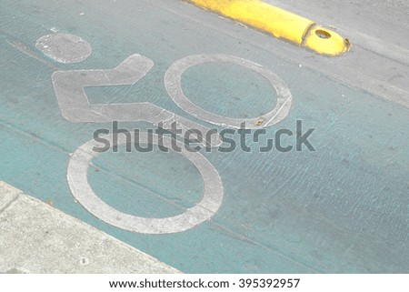 Bicycle sign on bike lane