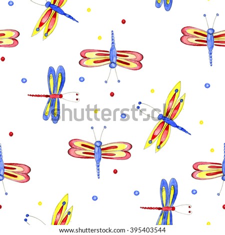 Watercolor dragonflies set 4