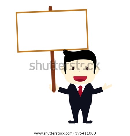 businessman with an empty sign board for writing