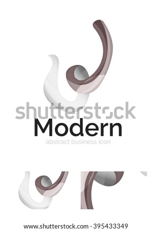 Vector abstract ribbon logo with business card identity design. Corporate modern swirl element isolated on white