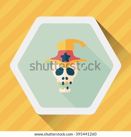 Skull flat icon with long shadow,eps10