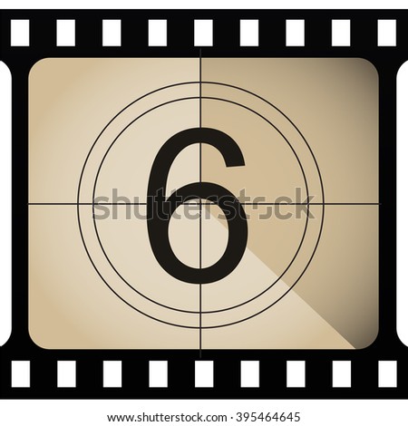 Counted down numbers on retro looking, old fashioned film counter. Vector art.