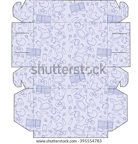 The layout of the boxes for baby for cupcakes, candy, gifts, surprises. Cut and fold the container.