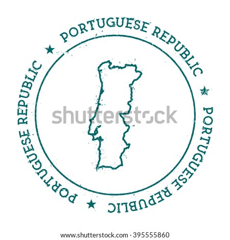 Portugal vector map. Retro vintage insignia with Portugal map. Distressed visa stamp with Portugal text wrapped around a circle and stars. Country map vector illustration.