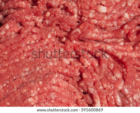 Macro picture of minced beef showing texture and detail