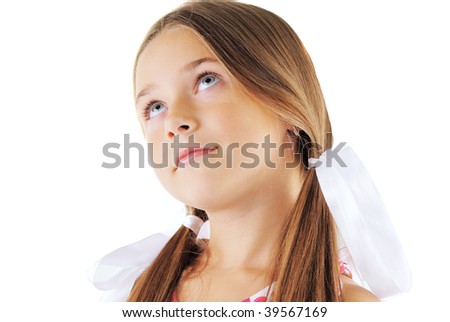 Beauty portrait of little girl with bows