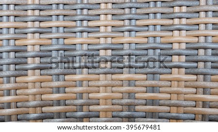 Traditional Thai Style Dark Brown and Black Handicraft Wood Rattan Weave Pattern Background Texture Surface for Furniture Material